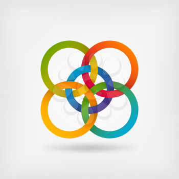 five interlocked circles in gradient rainbow colors. vector illustration - eps 10