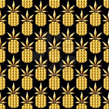 Golden jewelry pineapple seamless pattern. vector illustration - eps 10
