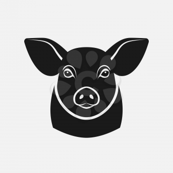 Pig head silhouette. Farm animal icon. vector illustration - eps 8