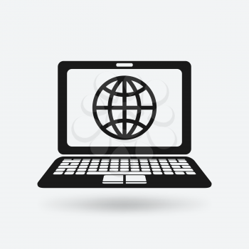 globe on screen of laptop symbol. vector illustration - eps 10