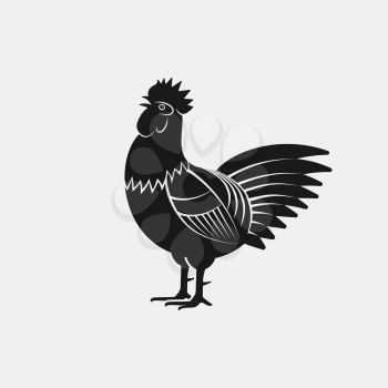 Crowing rooster silhouette. Farm animal icon. vector illustration - eps 8