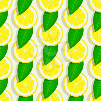 lemon with green leaves seamless pattern on white background. vector illustration - eps 10