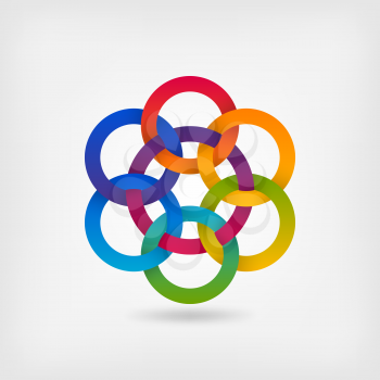 seven interlocked circles in gradient rainbow colors. vector illustration - eps 10