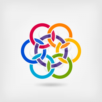 seven interlocked circles in rainbow colors. vector illustration - eps 10