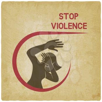 stop violence against women poster vintage background. vector illustration - eps 10