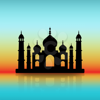 Taj Mahal black silhouette on dawn sky. vector illustration - eps 10