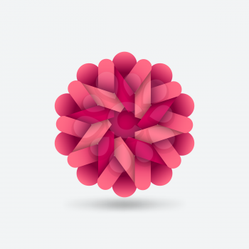 Pink stylized flower abstract symbol. Vector illustration