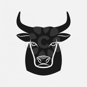 Bull head black silhouette. Farm animal icon. vector illustration - eps 8