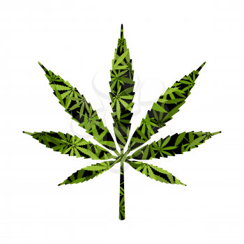 Cut silhouette Cannabis marijuana background. Vector illustration