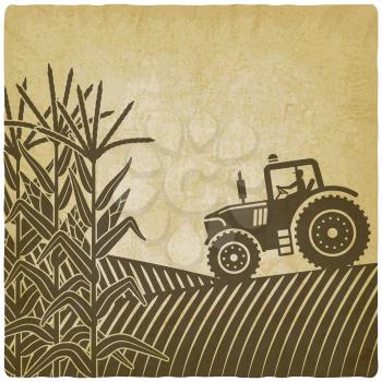 agricultural work in corn field vintage background. vector illustration - eps 10