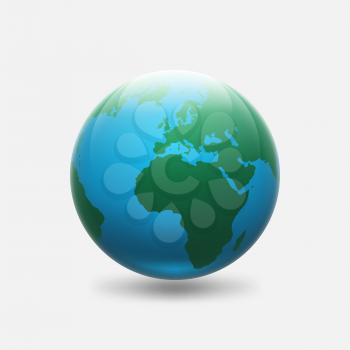 Planet Earth with green continents Africa and Europe. vector illustration - eps 10