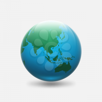 Planet Earth with green continents Asia and Australia. vector illustration - eps 10