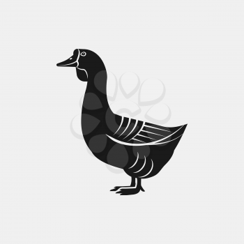 Duck black silhouette. Farm animal icon. vector illustration - eps 8