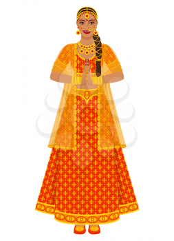 Indian bride in wedding red lehenga dress. vector illustration - eps 10