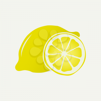 Yellow lemon fruit slice symbol in halftones. vector illustration - eps 10
