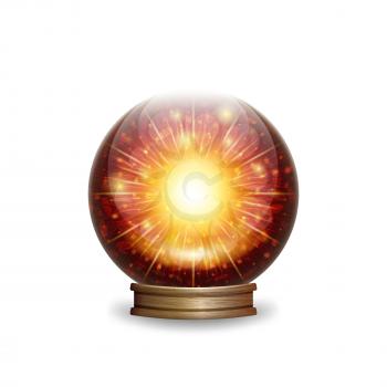Magic fire crystal ball with lights. vector illustration - eps 10