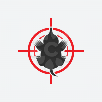 Mole silhouette. Animal pest icon red target. Vector illustration