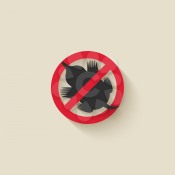 Mole silhouette. Animal pest icon stop sign. Vector illustration