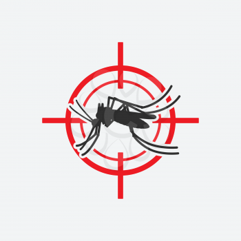 Mosquito icon red target. Insect pest control sign. Vector illustration