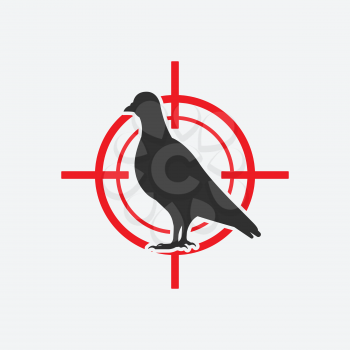 Pigeon silhouette icon red target. Vector illustration