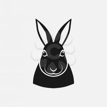 Rabbit head black silhouette. Farm animal icon. vector illustration - eps 8