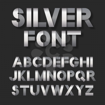 Silver metallic font set. vector illustration - eps 10
