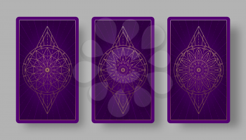 Tarot cards back set with stylized floral pattern. Vector illustration