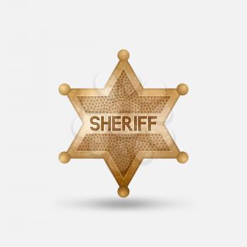 Vintage bronze badge. Sheriff star. Vector illustration