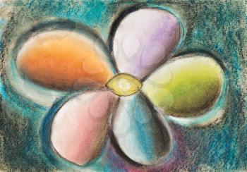 children drawing - flower with multicolored petals