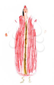 children drawing - woman in traditional russian red sundress