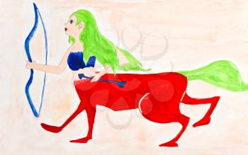 children drawing - female centaur with bow and arrow