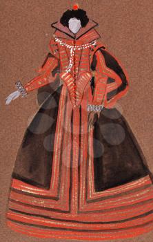 historical costume - Dress Spanish court lady late 16th century