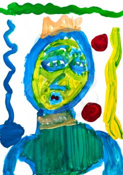 childs drawing - green king water sprite