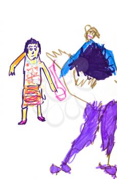 childs drawing - two boys