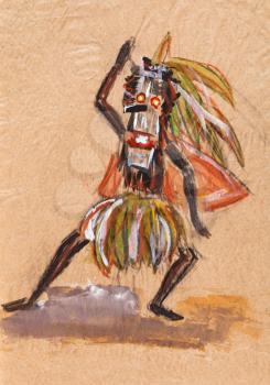 historical clothes - shaman in ritual mask dances ceremony