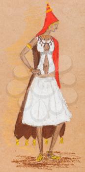 historical clothes - Indian woman in outdoor clothes, designed as an 17th century Indian miniature