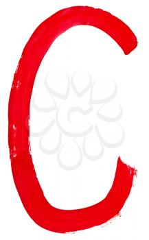 capital letter c hand painted by red brush on white background