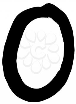 greek letter omicron hand written in black ink on white background