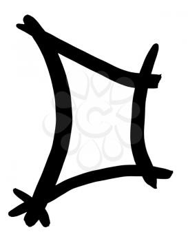 letter D hand written in black ink on white background