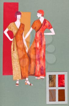 model of woman clothing - long elegant dresses