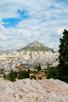 view on Athens and Lycabettus hill from Acropolis, Greece