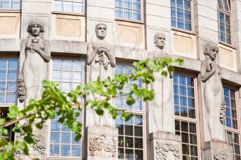 sculpture of Kalevala heroes on wall of Old Student House, Helsinki