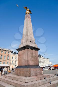granitic obelisk of Empress Alexandra on Market square in Helsinki, Finland