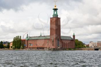  view on Stockholm City Hall, Sweden in overcast day