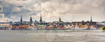 panorama of Stockholm city in autumn day, Sweden