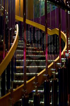 illuminated spiral steps in disco club on cruise liner