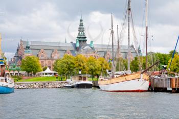 view on Nordic Museum from sea side, Stockholm, Sweden