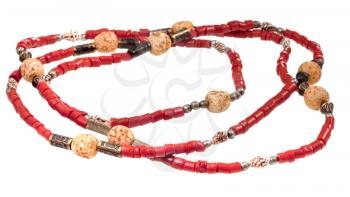 red coral lady's bead isolated on white