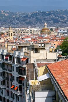 view of old town of Nice, Cathedral Sainte Reparate, France
