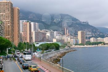 waterfront in Monaco in rainy day